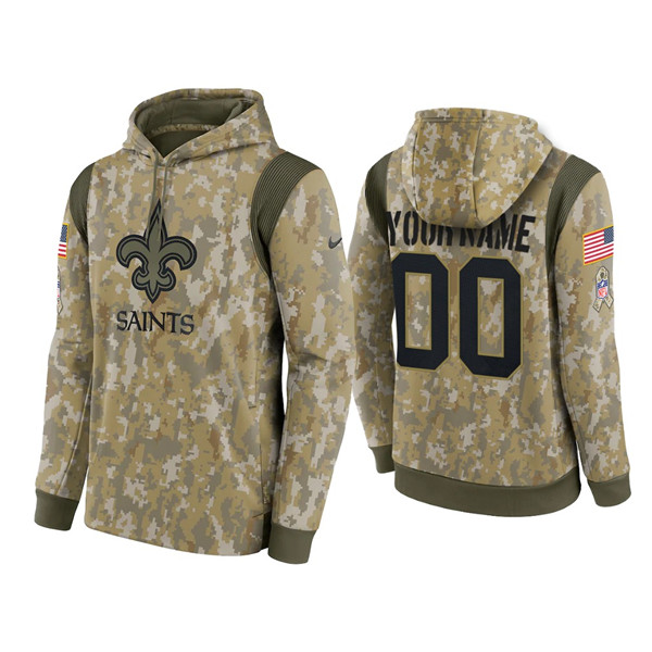 Men's New Orleans Saints Active Player Custom Camo 2021 Salute To Service Therma Performance Pullover Hoodie
